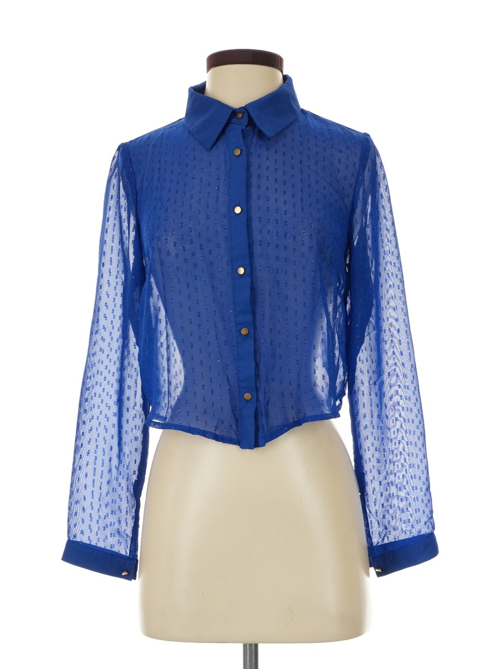 Filly Flair Sheer Cobalt Blue Button-Front Blouse